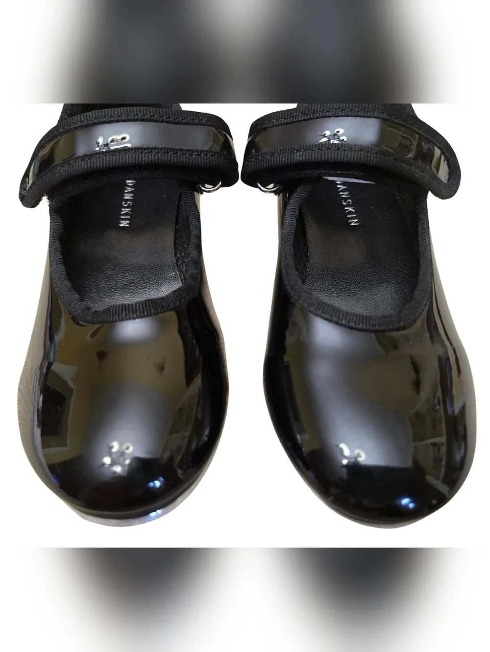 Danskin Girls Black Patent Mary Jane Tap/Dance With Loop & Hook Closure Size 10
